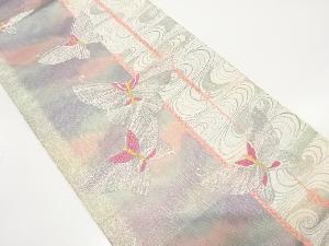 アンティーク　流水に蝶模様織り出し袋帯（材料）